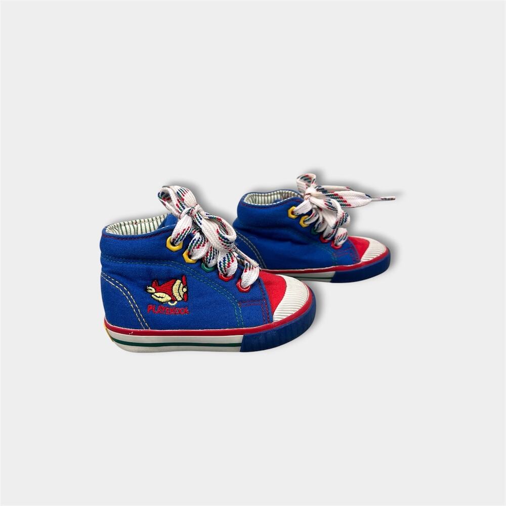 Vintage 90s Playskool Blue Airplane High Top Sneakers Baby Toddler 4